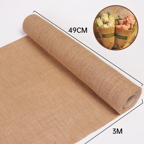Linnen Inpakpapier Rol 49x300cm – Scheurbestendig Cadeaupapier – Originele Effen Kleur – Duurzaam & Stijlvol Cadeau- en Bloemverpakking