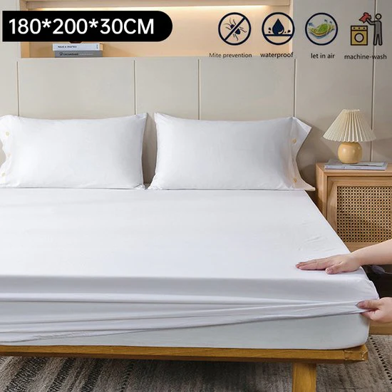 Matrashoes – Ademend & Antibacterieel – Waterdicht – Bescherm uw matras tegen vloeistoffen & allergieë- Hoeslaken 180x200x30 cm