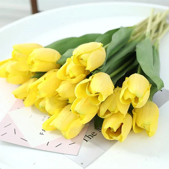 10stuks Prachtige kunst tulp-Realistische Uitstraling – Duurzaam en Onderhoudsvriendelijk- geel
