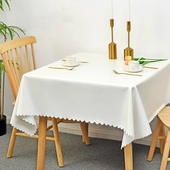 TDR-Waterdicht tafelkleed met katoen – 140x140cm – Vlekbestendig en stijlvol ontwerp – Geschikt voor binnen en buiten – Melkwit