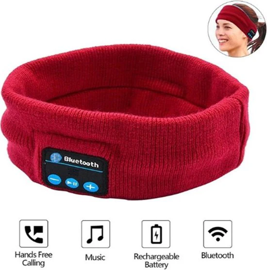 TDR – Sport hoofdband met Bluetooth – Geïntegreerde afneembare speakers (koptelefoon functie) – Oplaadbaar via USB – Afspelen Muziek – Bellen – Rood