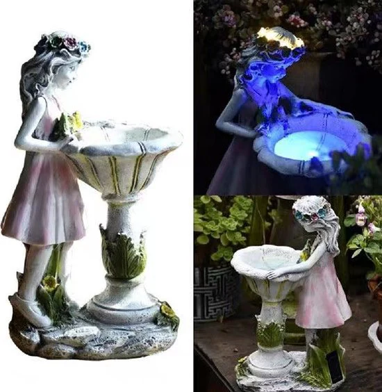 Betoverend Bloemenelfje-tuinbeeld – Zonne-energie Lamp voor een Magische Atmosfeer 17 x 12 x 29 cm
