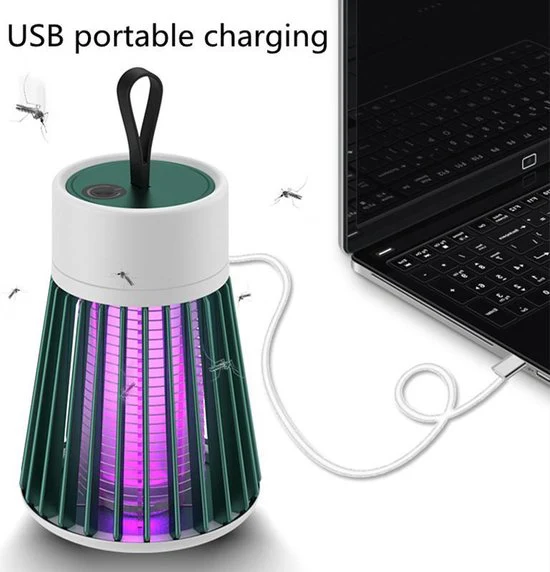 Electrische muggenlamp – UV Lamp – draagbaar – geen fel licht – vrijwel geruisloos – Groen