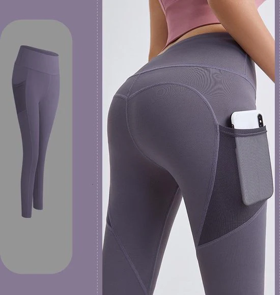 TDR – Fitness broek – Sportlegging – Yoga Broek –  Yogalegging – Dames – Paars – L