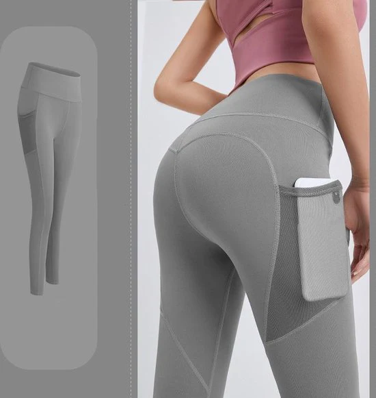 TDR – Fitness broek – Sportlegging – Yoga Broek –  Yogalegging – Dames – Grijs- XL