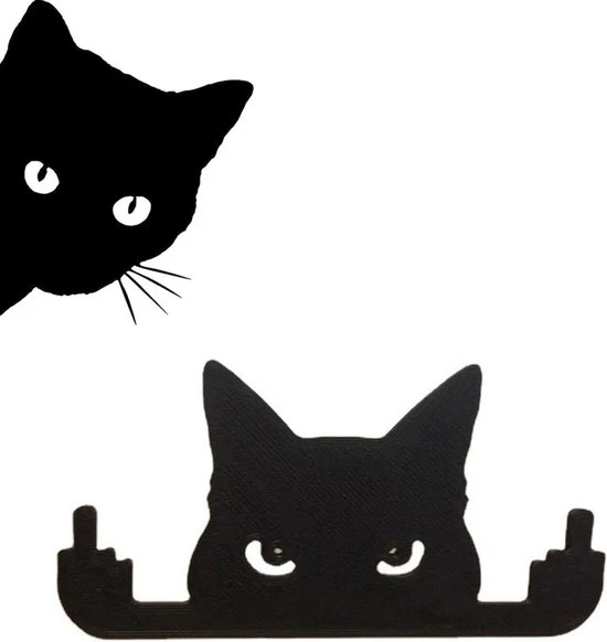 2 delige tuindecoraties – dieren kattenspion voor op hoekpalen- 18x15cm en 20x12cm-zwart