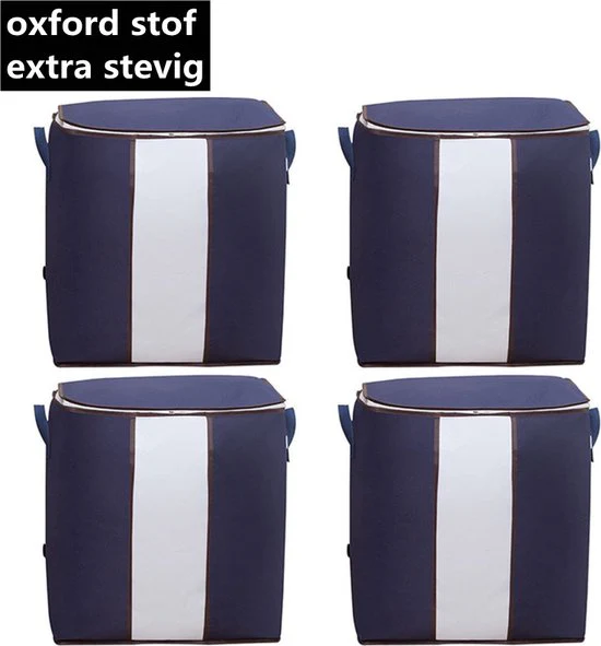 4 Stuks Opbergtas voor Kleding / Dekbed / Tuinkussens -Oxford-stof – Set van 4 stuks ( 46*28*48CM) – Marineblauw
