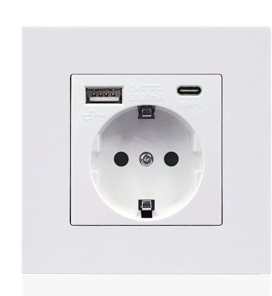 Inbouw Stopcontact met USB-A & USB-C Poort – Wit – Kinderbeveiliging