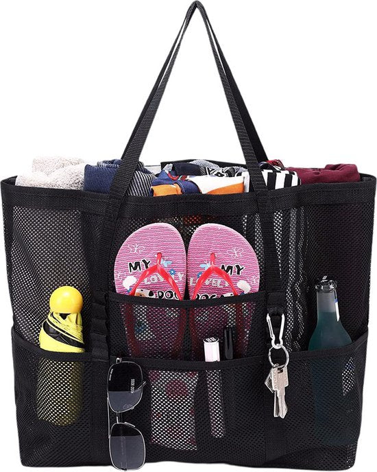 Multifunctionele Opvouwbare Strandtas – Ruime en Duurzame Tas voor Strand, Picknick en Meer-zwart