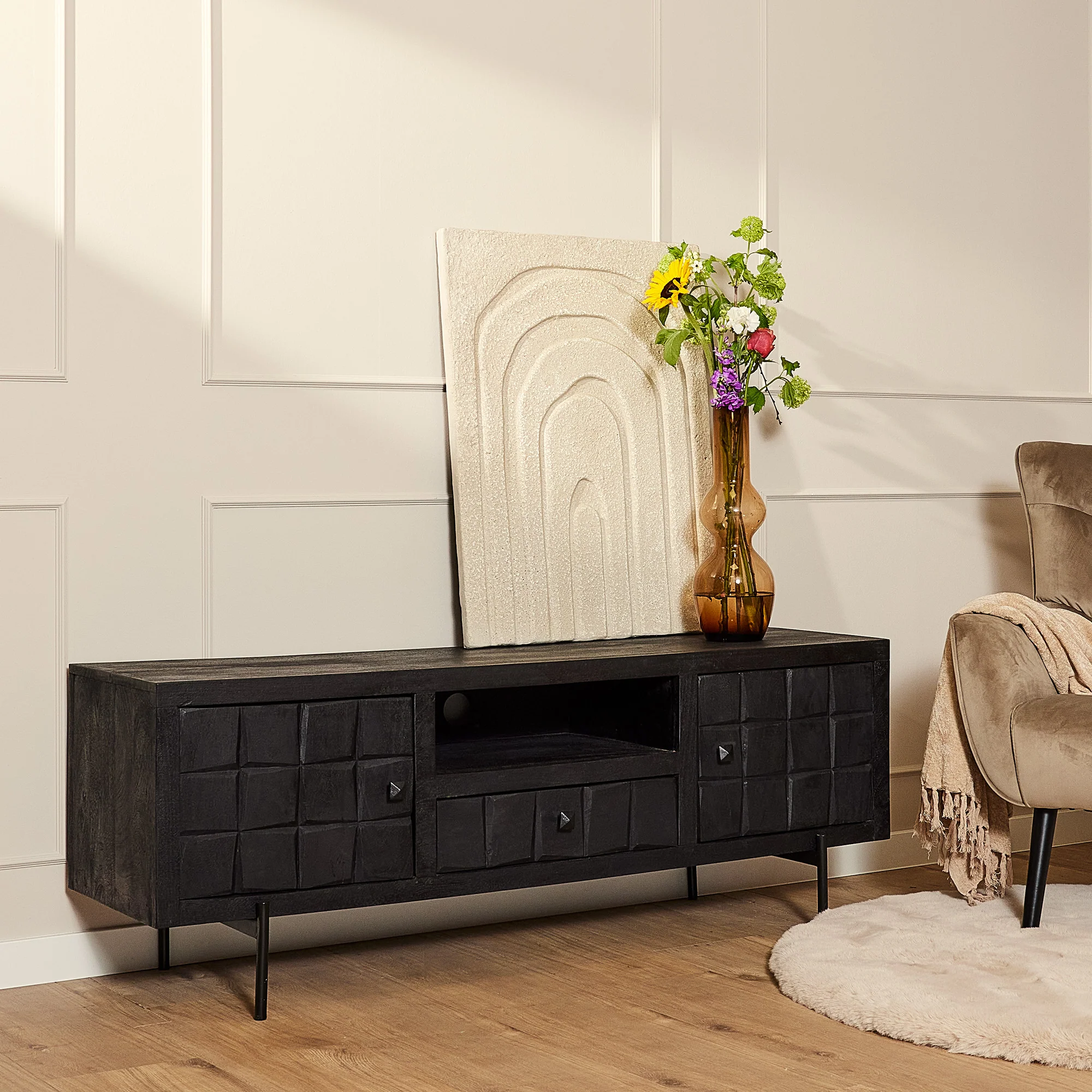 Starfurn tv meubel Brandy – zwart – 40x150x55cm