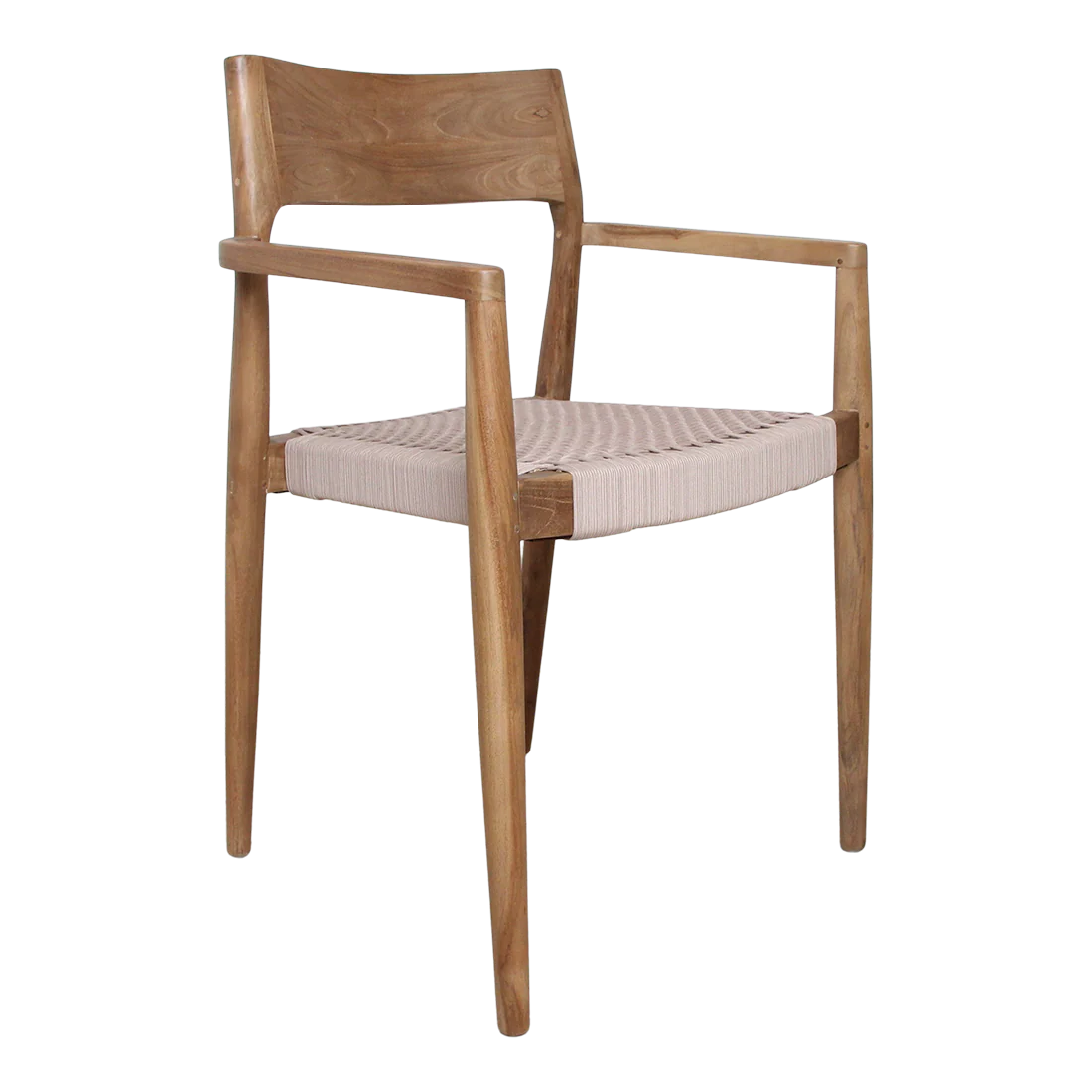 Freya donker teakhouten tuinstoel met armleuning – Naturel