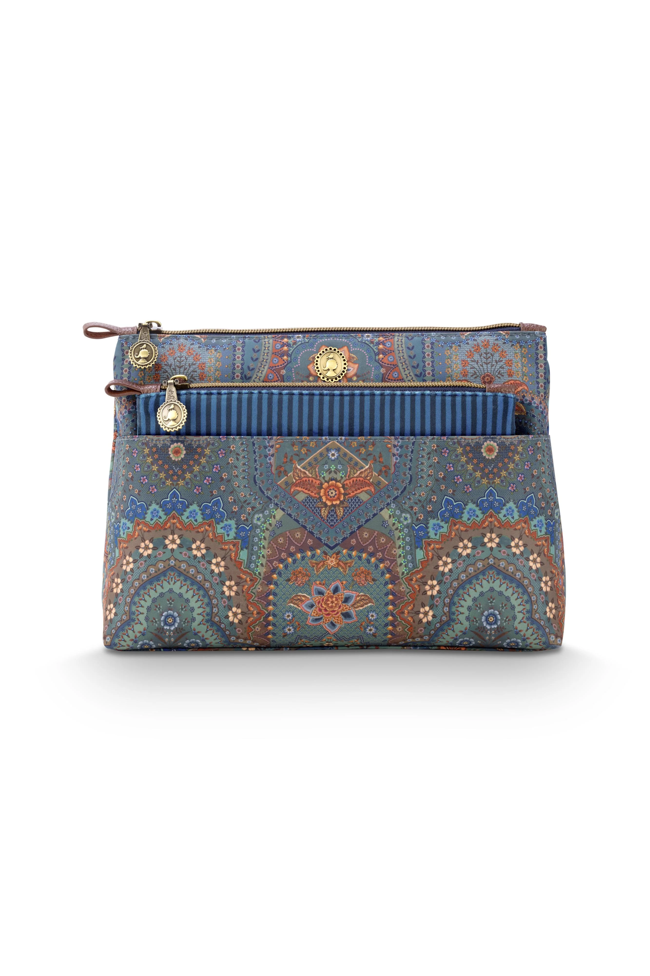 Pip Studio – Caryn Make-up Tasje Dames – Jabali – Blauw – Set van 2