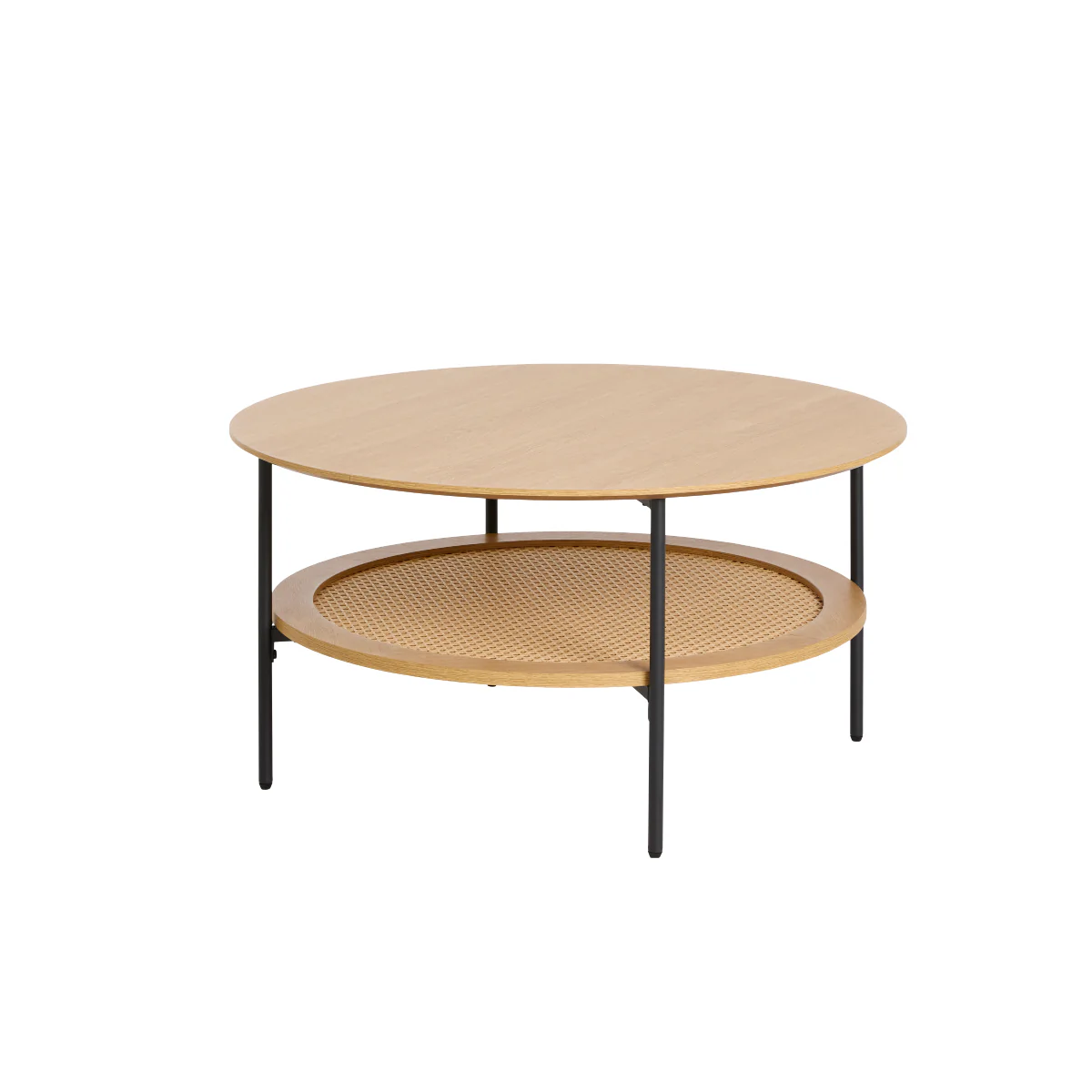 Rebellenclub Salontafel Berley – ¿80 cm – Eiken met Rattan
