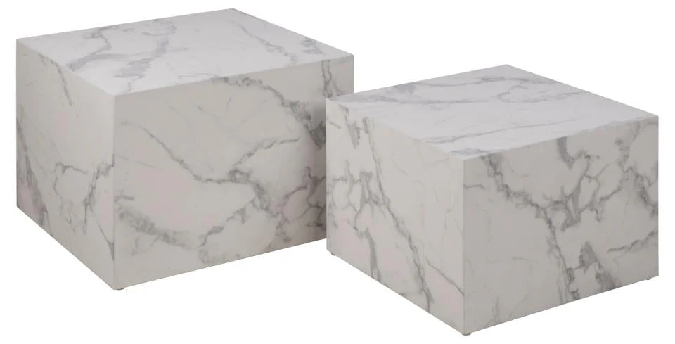 BRAM Salontafel Gubbio – 58 x 58 cm – Wit – Set van twee