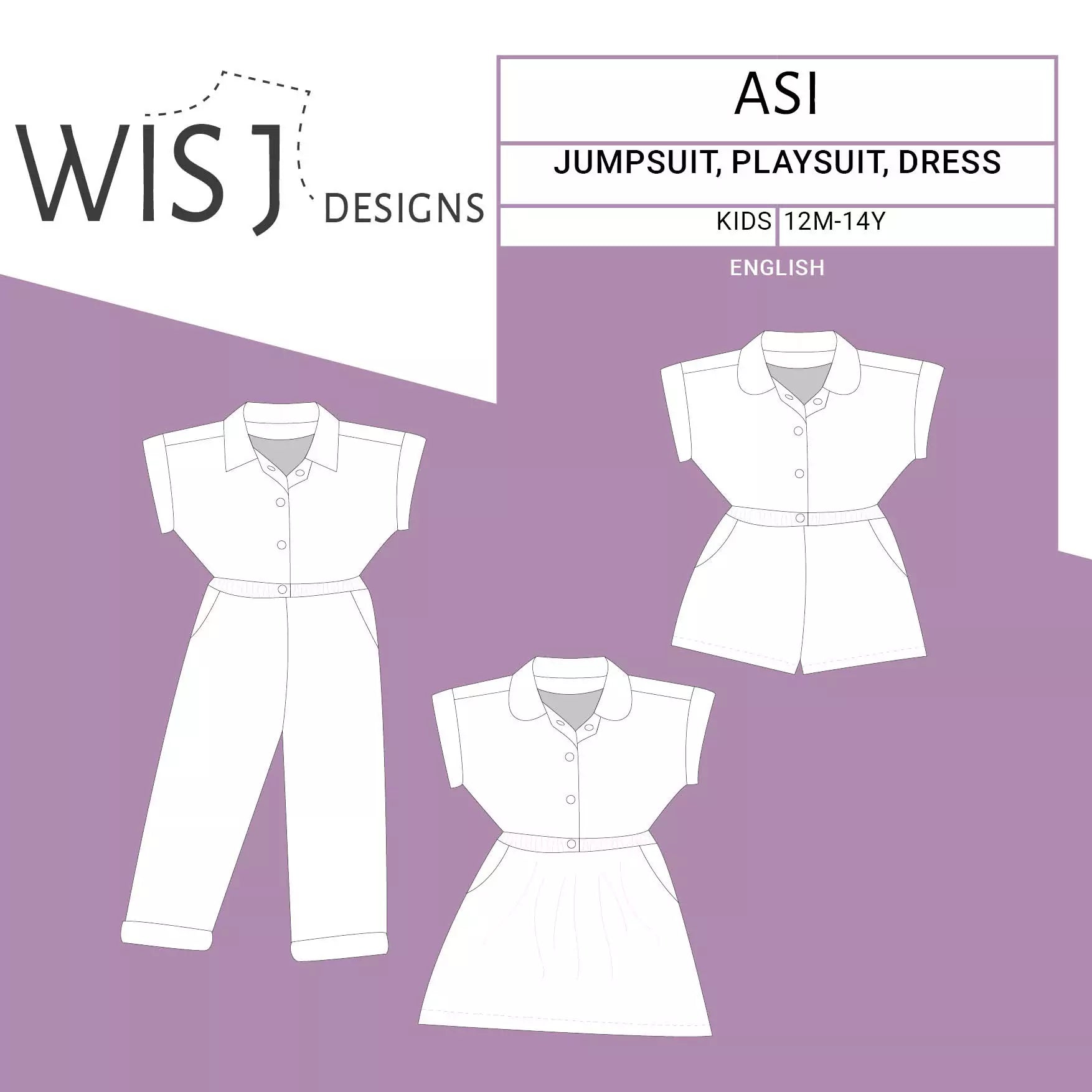Asi Jumpsuit en Jurk Kids – Papieren naaipatroon – WISJ