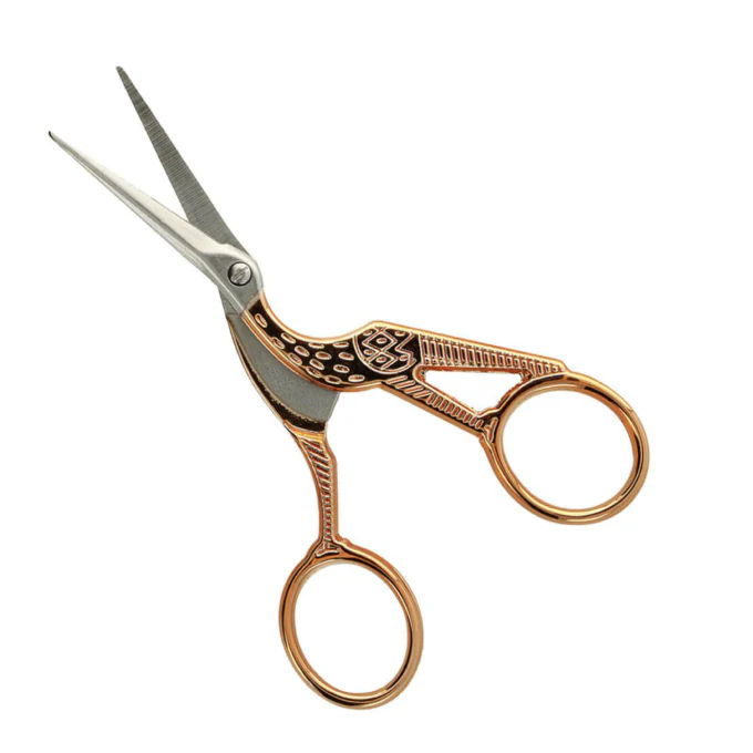 Borduurschaar Ooievaar 11,5 cm Rosé-Goud