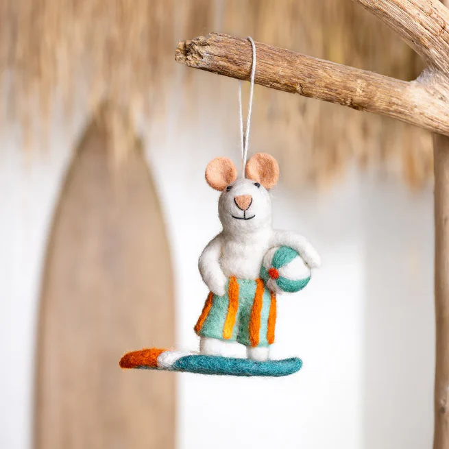 Sjaal met verhaal – Decoratie Hanger Muis – Beachboy – Turquoise