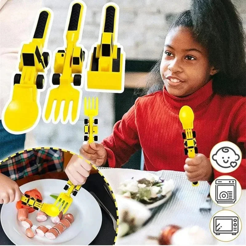 Construction Dinner Set™ – Nooit meer een strijd aan tafel – Creatieve Bestekset