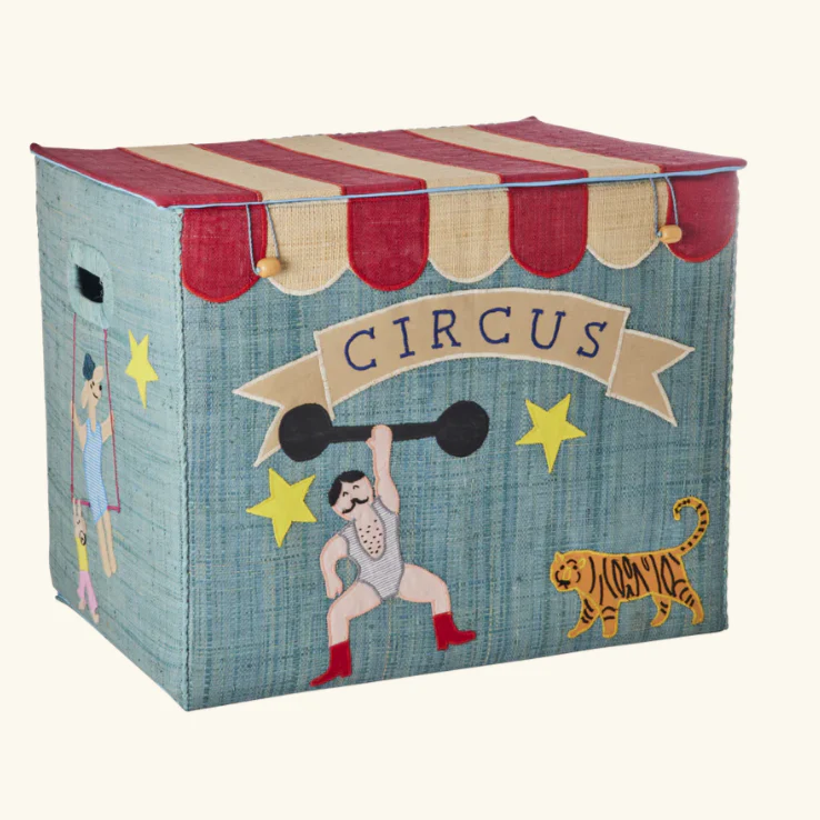 Rice – Opbergmand – Raffia – Extra Large – Blauw – Circus