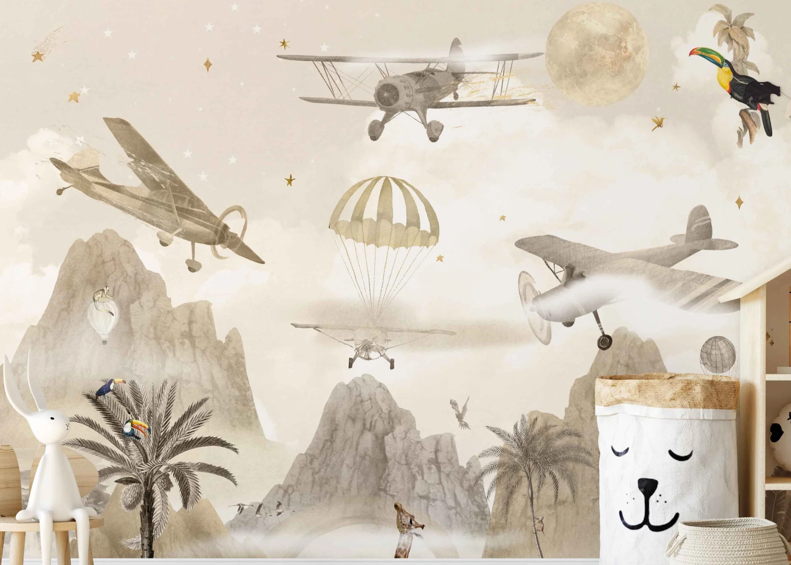 Fleur des Fleurs - Behang - Above the clouds Beige Gold - Afbeelding 2