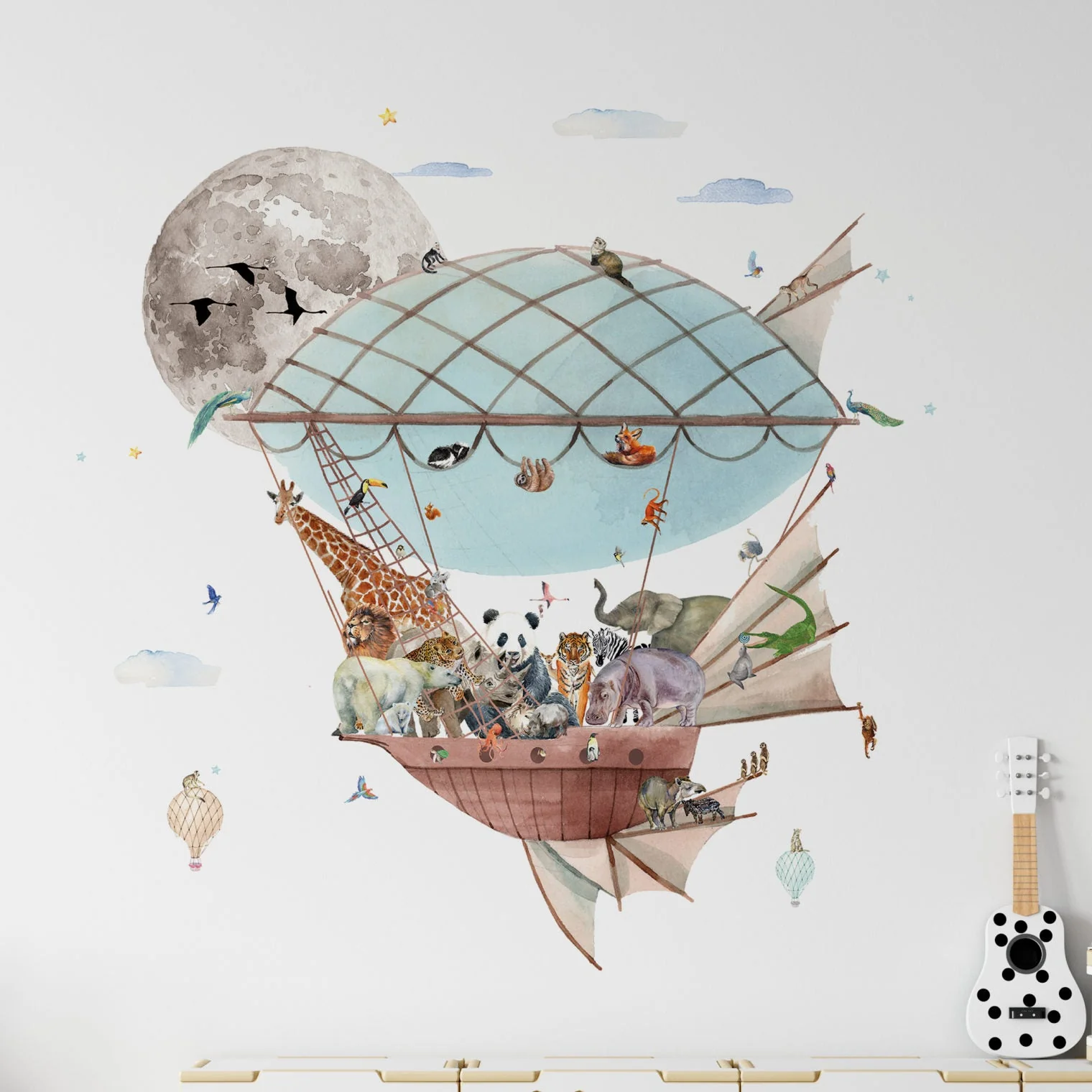 Fleur des Fleurs - Behang - Blue Zeppelin Fly me to the Moon