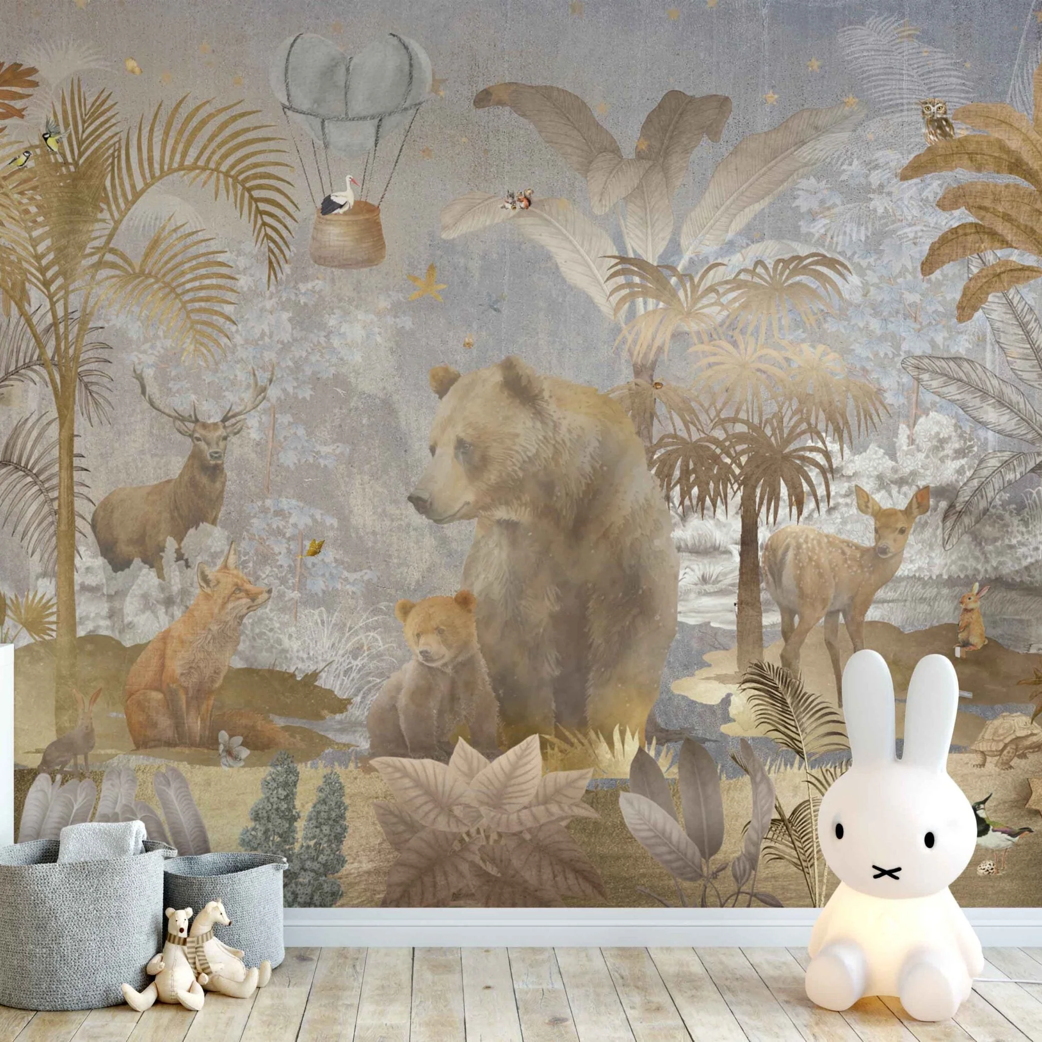 Fleur des Fleurs Behang - Forest Love soft Silver Gold Blue - Afbeelding 2