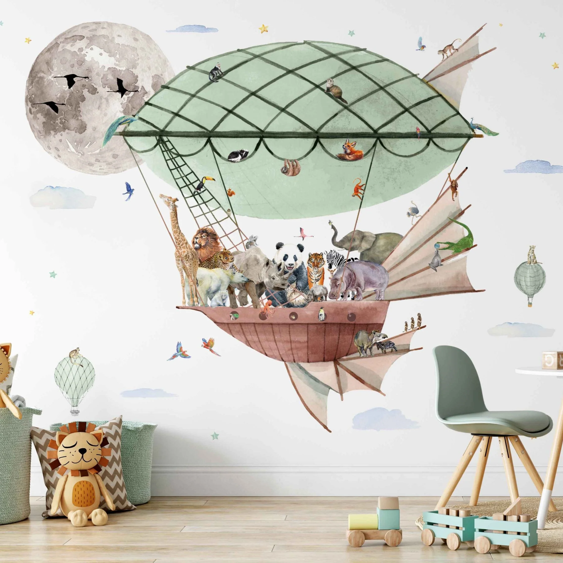 Fleur des Fleurs Behang - Zeppelin Green Fly me to the Moon