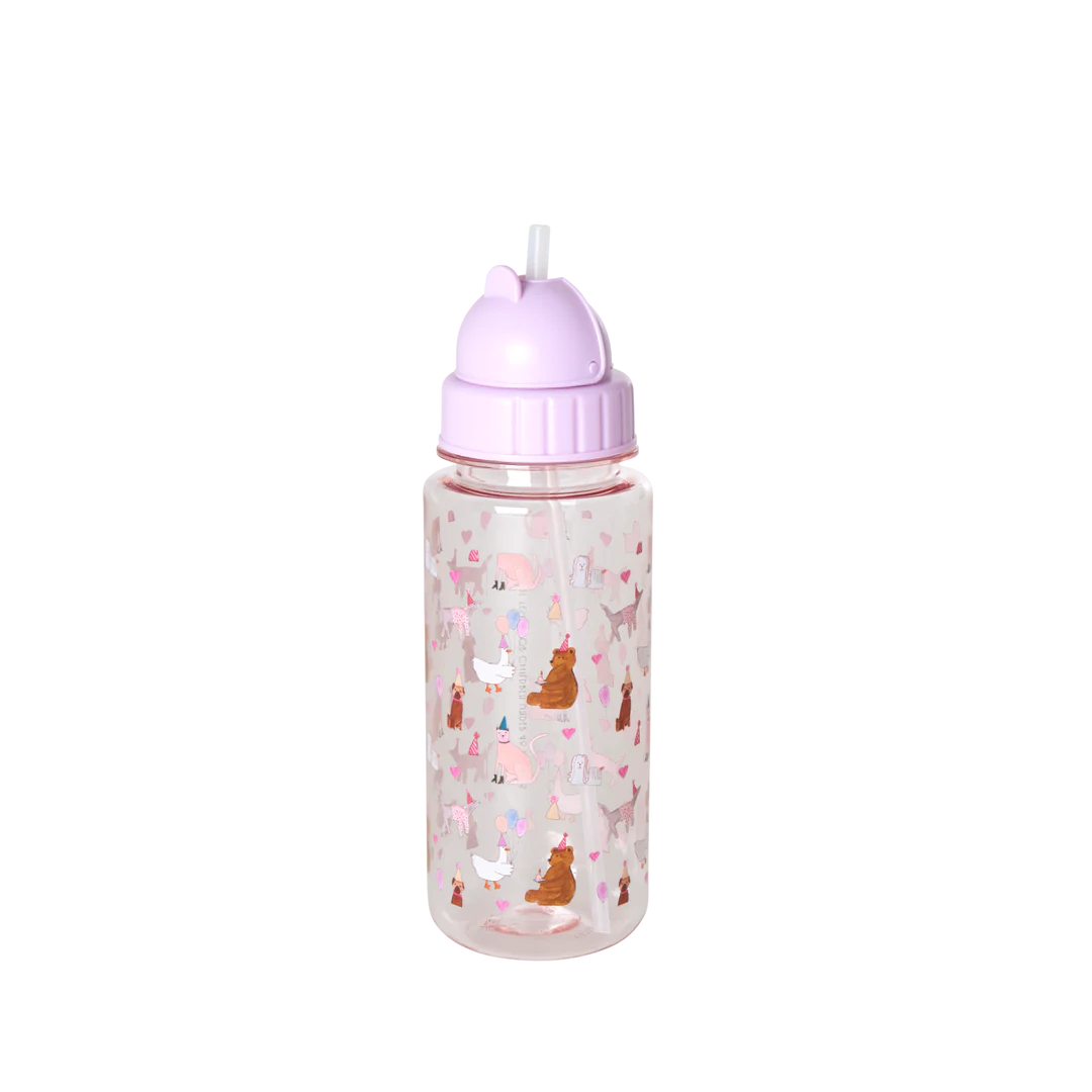 Rice – Plastic Drinkfles – Party Animal Print – Pink