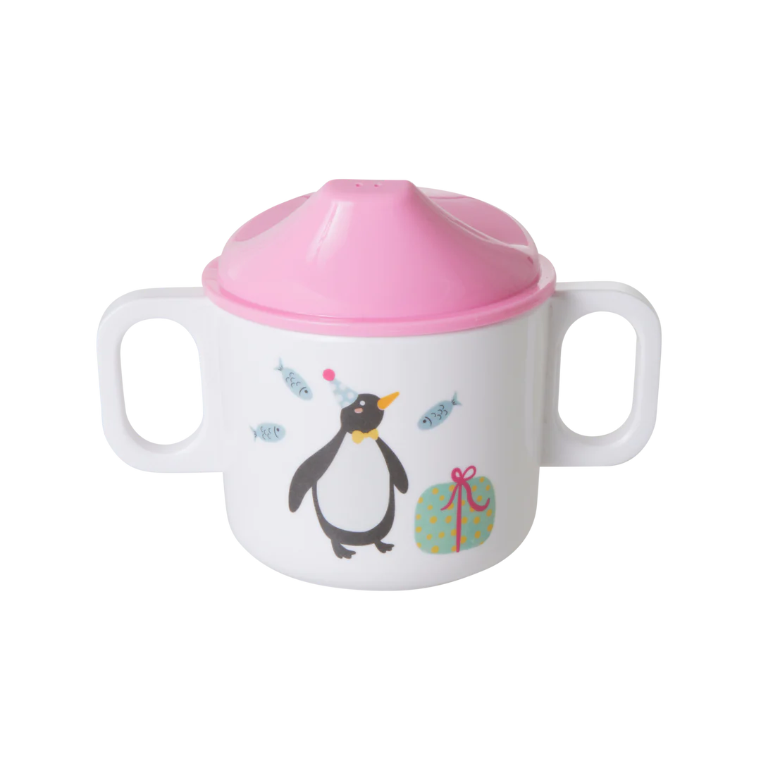 Rice – Melamine kinderbeker met 2 oren – Animal Party Print – Pink
