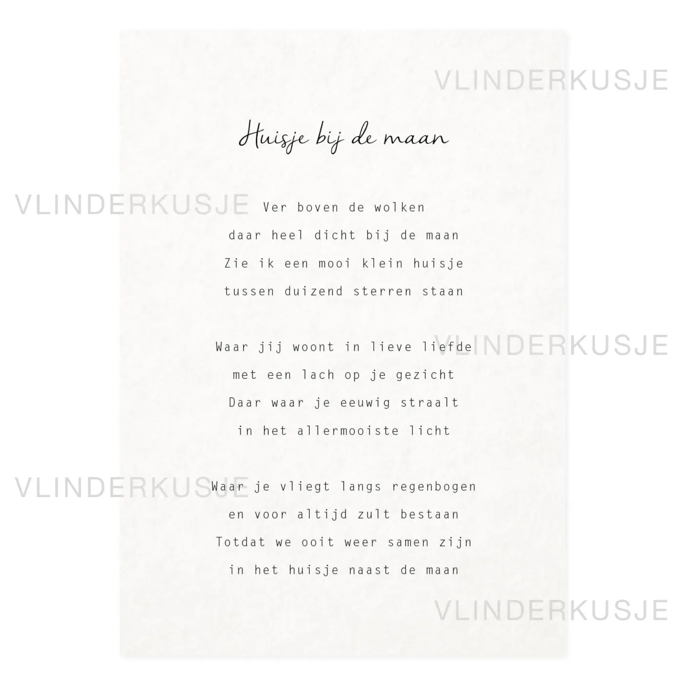 Vlinderkusje – Ansichtkaart – Huisje bij de maan