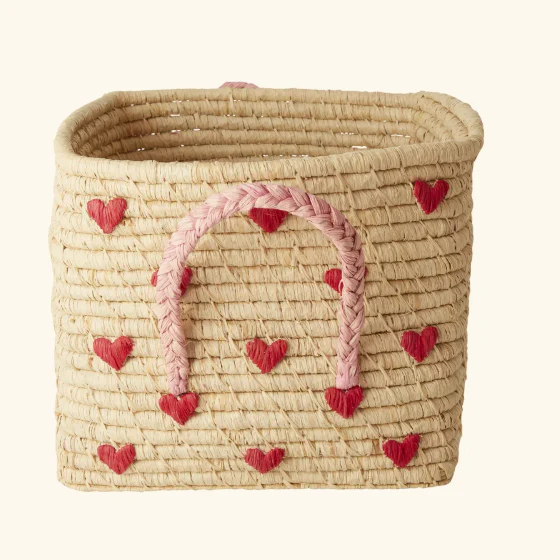 Rice – Opbergmand – Raffia – Nature – Hartjes