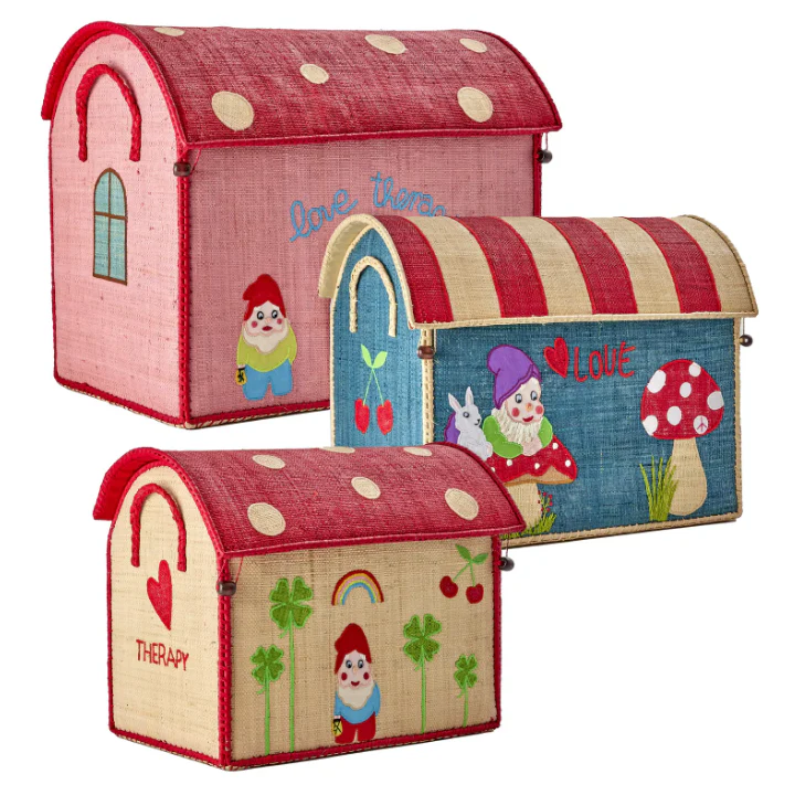 Rice – Opbergmand – Raffia – Liefde – Blauw – Medium