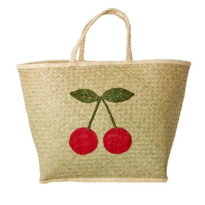 Rice – Opbergmand – Strandtas – Raffia – Rood – Kers