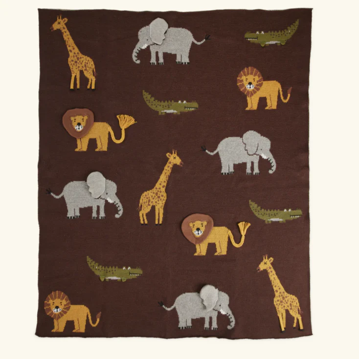 Rice – Baby Deken – Brown with animals