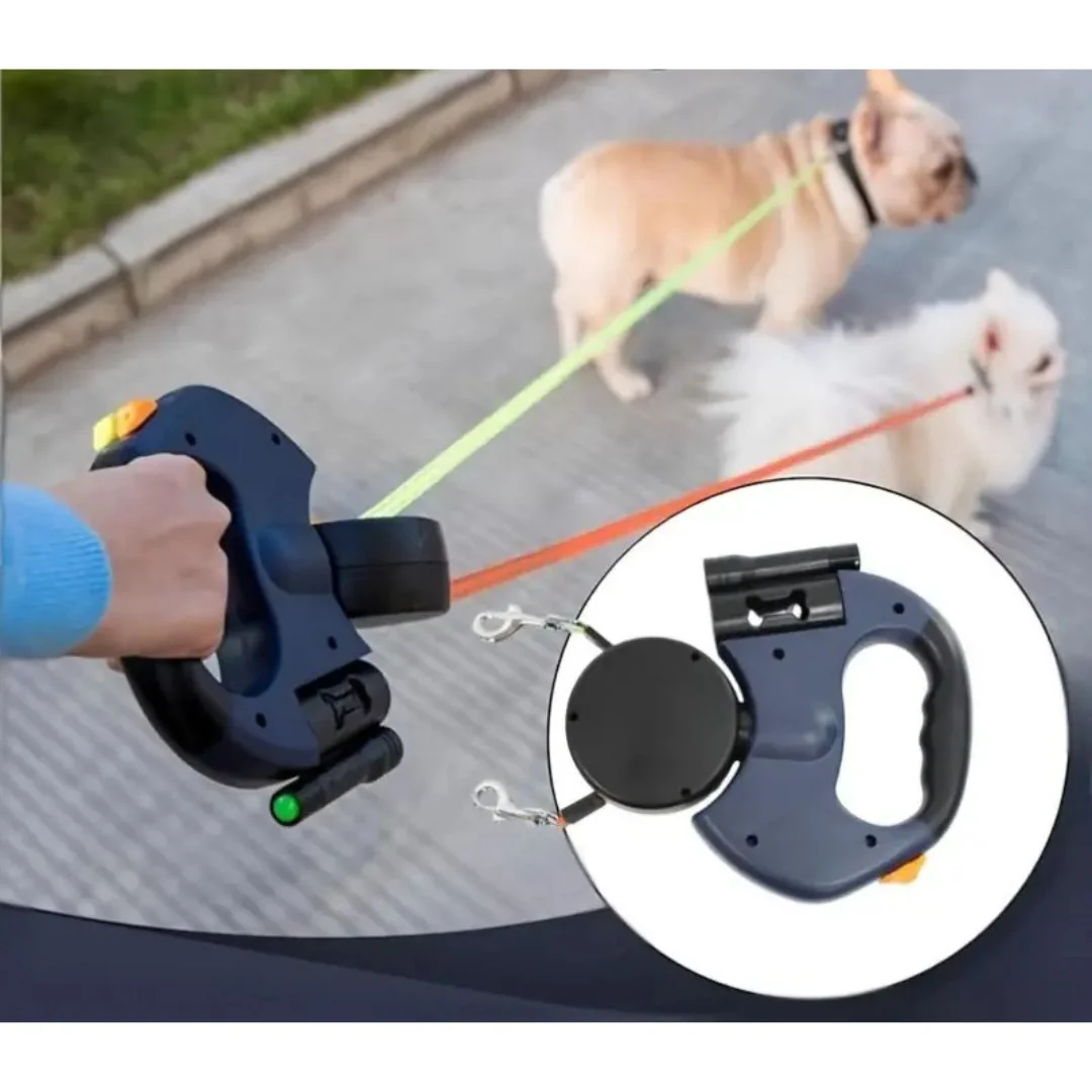 WalkMate | Dubbele Hondenriem met Anti-Wikkel Systeem en Licht