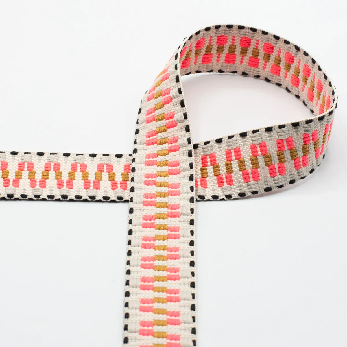 Tassenband Bohemian – Wit/Roze