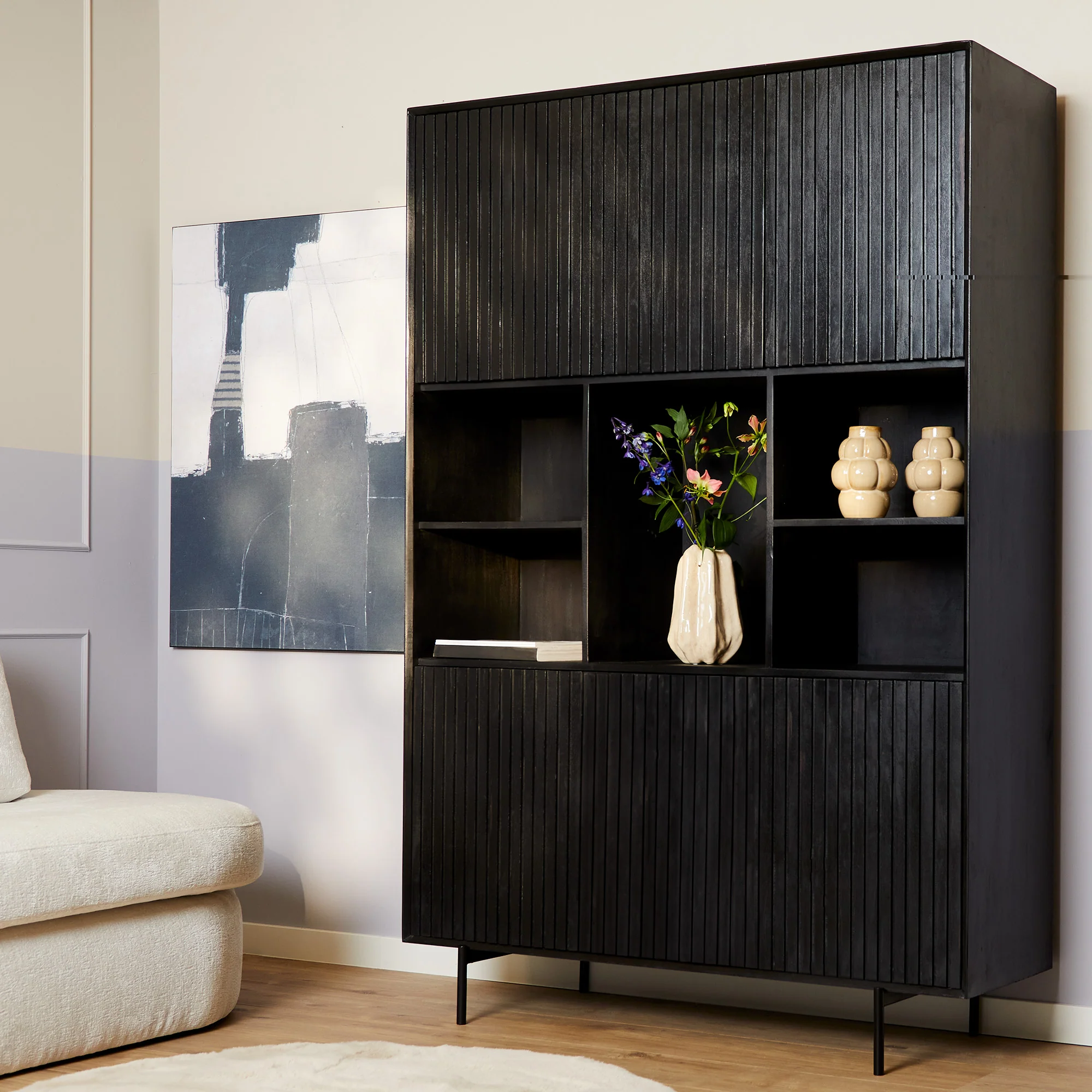 Starfurn vakkenkast Madison – zwart – 45x135x200cm