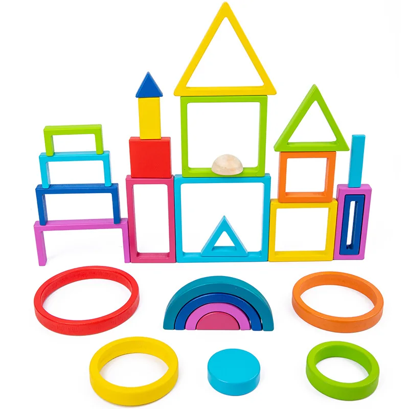 Woods™ - Kleurrijke Verkenningen - Regenboog Stapelspeelgoed - Afbeelding 3