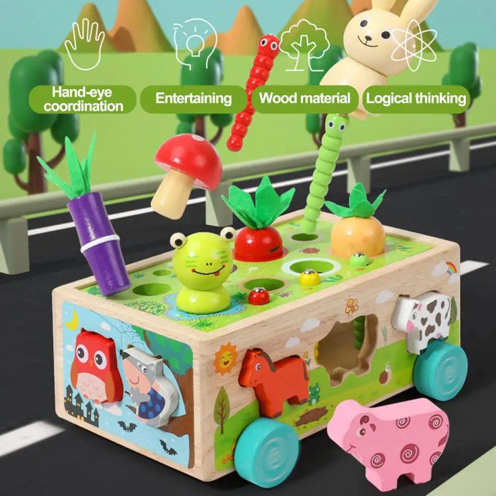 Woods™  - Vormpret in een wagen - Dieren en Groente puzzel - Afbeelding 3