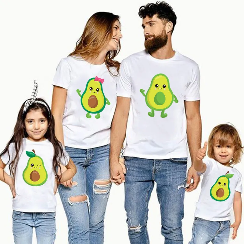 Mini Fashion™ – Matchen Met De Familie – Avocado T-shirt Wit