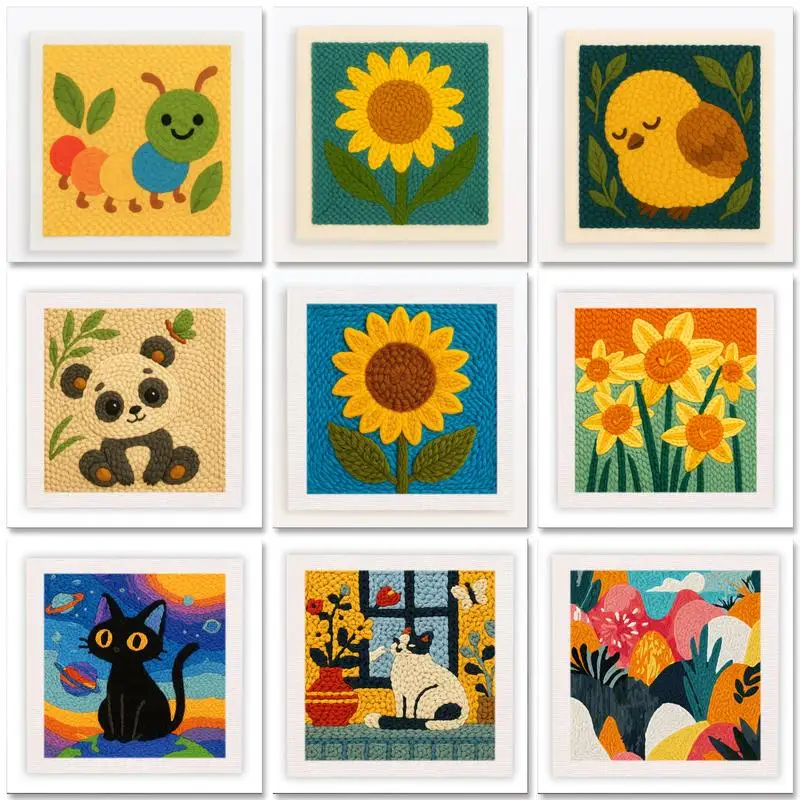 ThreadArt – Handgemaakt & Kleurrijk – Dieren Borduurset