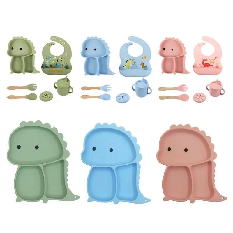 Dino Tablewear Set™ – 7-delige set – Siliconen Kinderservies