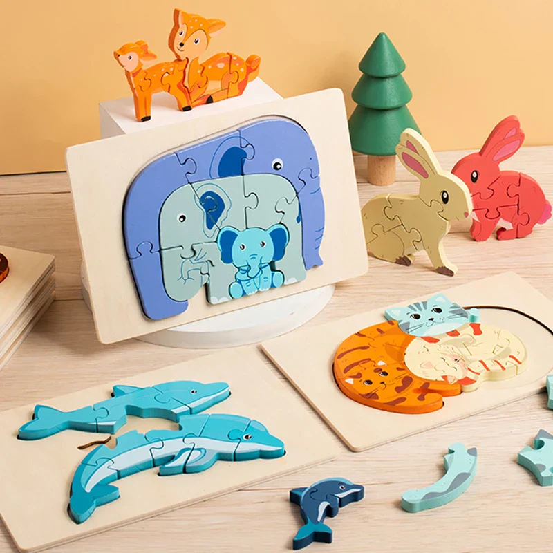 Animal Puzzle™ – Ontdek & Leer – Cartoon Houten Puzzel