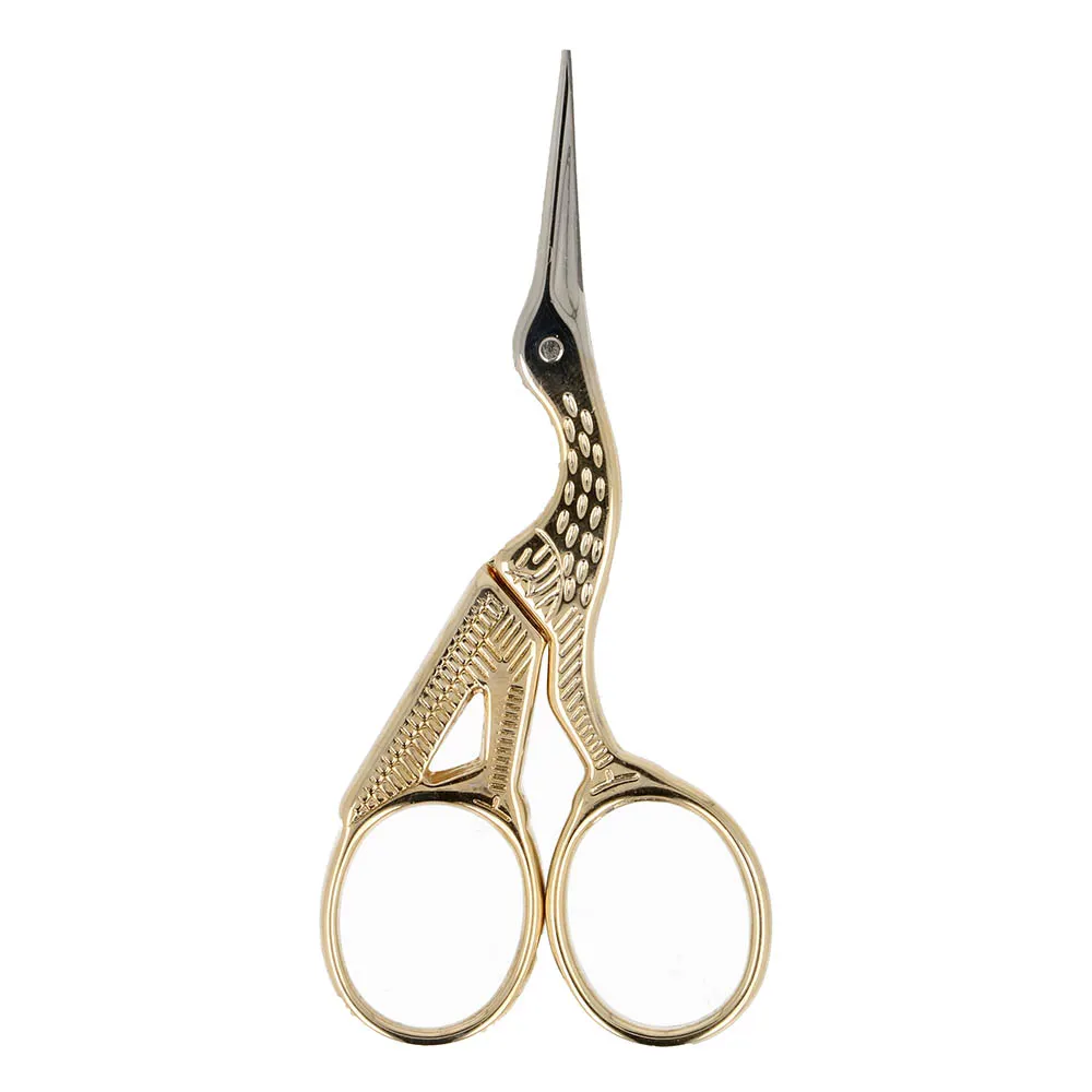 Borduurschaar Ooievaar 9 cm Goud – Milward